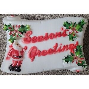 VINTAGE EMPIRE 1976 Seasons Greetings Scroll Blow Mold 17” Santa Christmas RARE